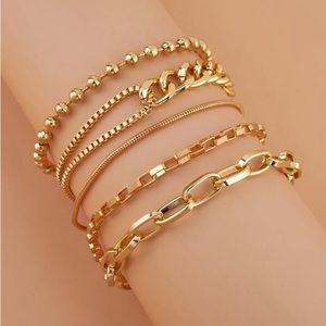 Set of 5 Gold Bracelets